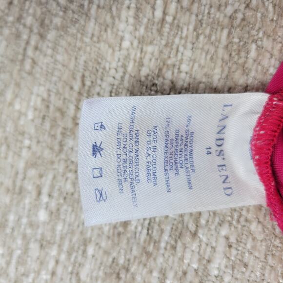 VTG Lands End One Piece Womens 14 Pink Halter Ruched Padded Beach Swimwear - Picture 9 of 14